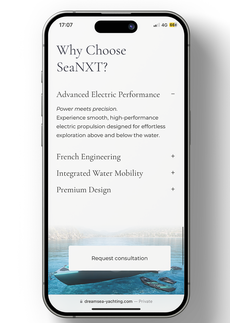 DREAMSEA YACHTING — мобилен екран 1