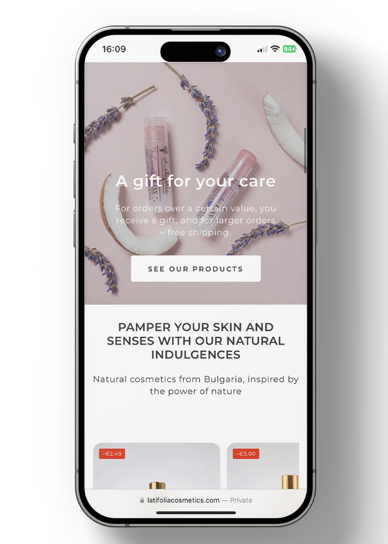 Latifolia Cosmetics — мобилен екран 4